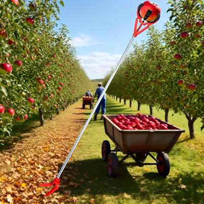 Long Reach Fruit Picker Pole Stainless Steel Tree Harvester Catching Basket High Altitude Garden Picking Tools