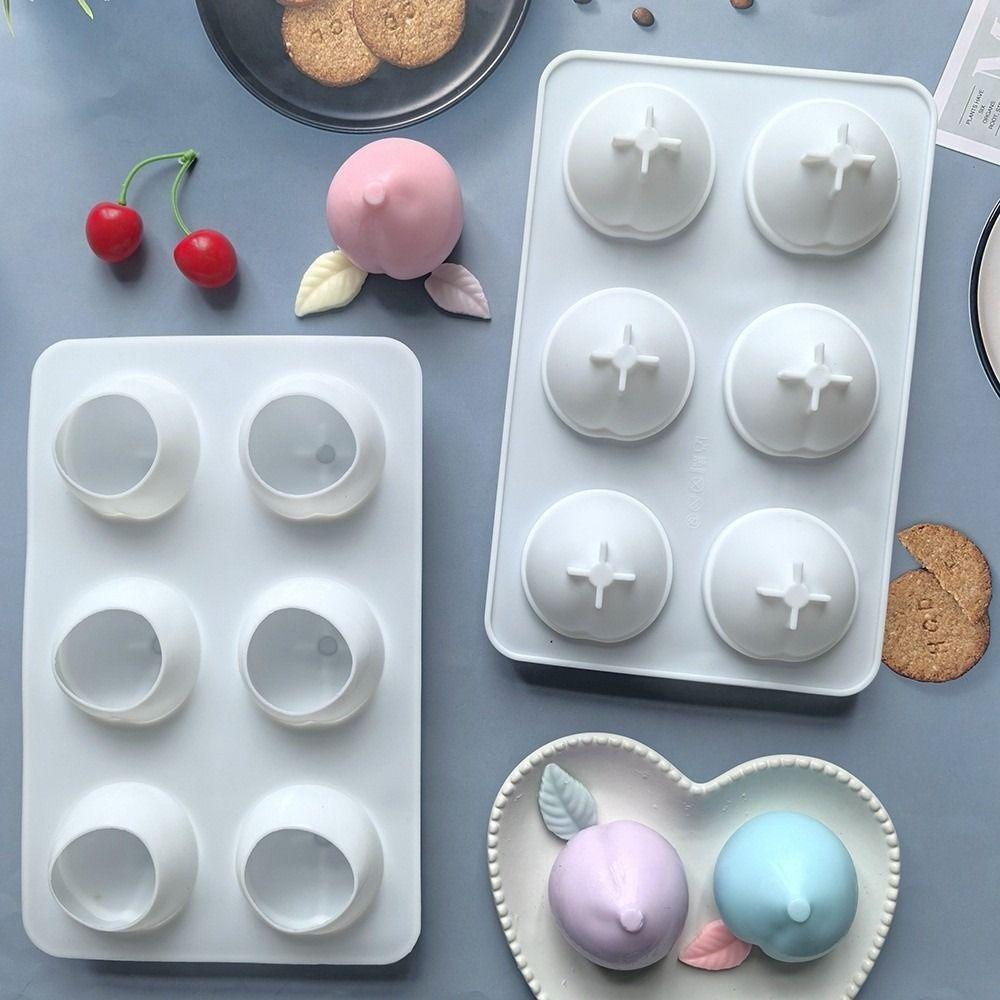 3D Fruit Shape Peach Silicone Mold Silicone Material Flexible Fruit Shape Mold Reusable Non-Stick Surface Baking Tools