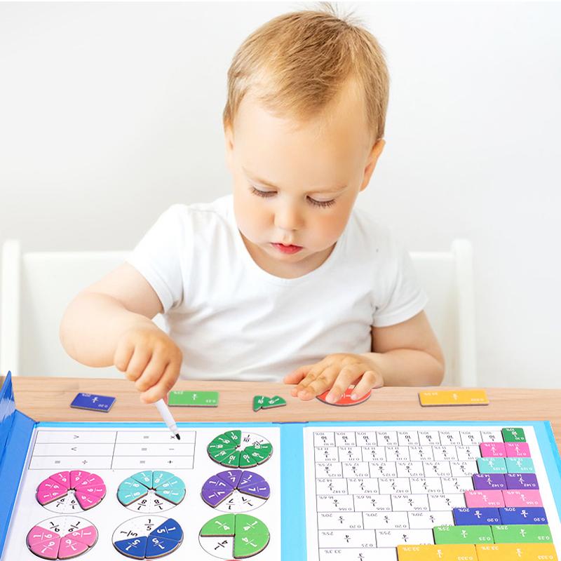 Kids Arithmetic Educational Toys Wooden Puzzle Book Set for Children Magnetic Fraction Learning Teaching Aids Math Montessori