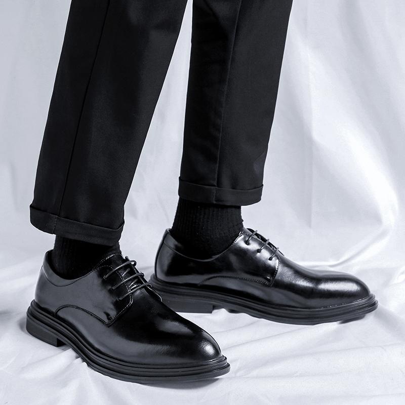 Fashion Black Classic Men's Leather Shoes Minimalist Gentleman Style Fashion Party Groom Wedding Versatile Shoes Hot Selling New