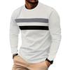 Round Neck 3D Stripe Printed Top Casual Long Sleeved Men's T-shirts - Soft Medium Stretch Polyester Fabric Spring and Autumn Relaxed Fit Clothing