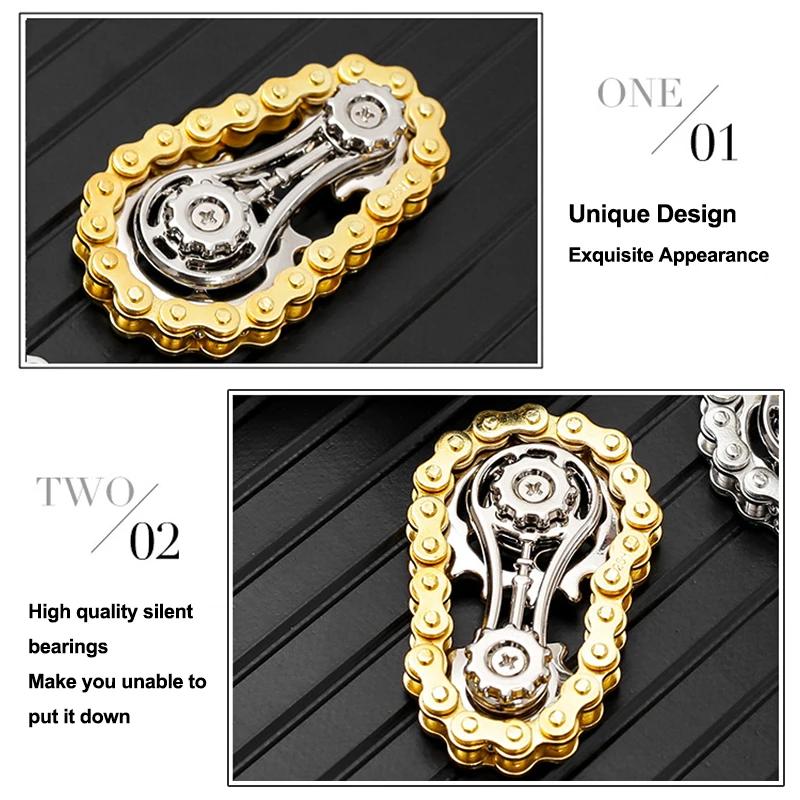 Fingertip Flying Pins Anti-Stress Spinner Anxiety Metal Bike Chains EDC Spinner Fidget Bags for Adult Kids