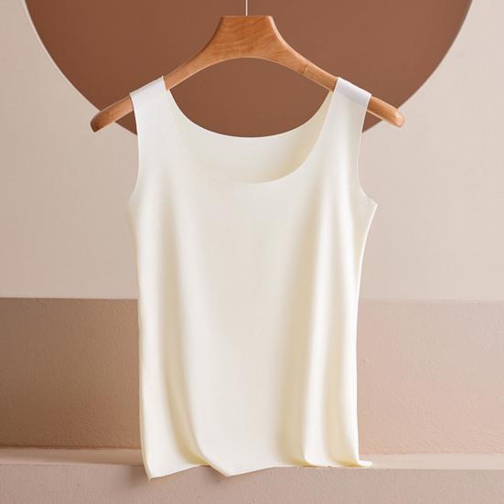 Dámské tílko z ledového hedvábí s kulatým výstřihem, bez rukávů, camisole top, základní letní top, ležérní cvičební trička