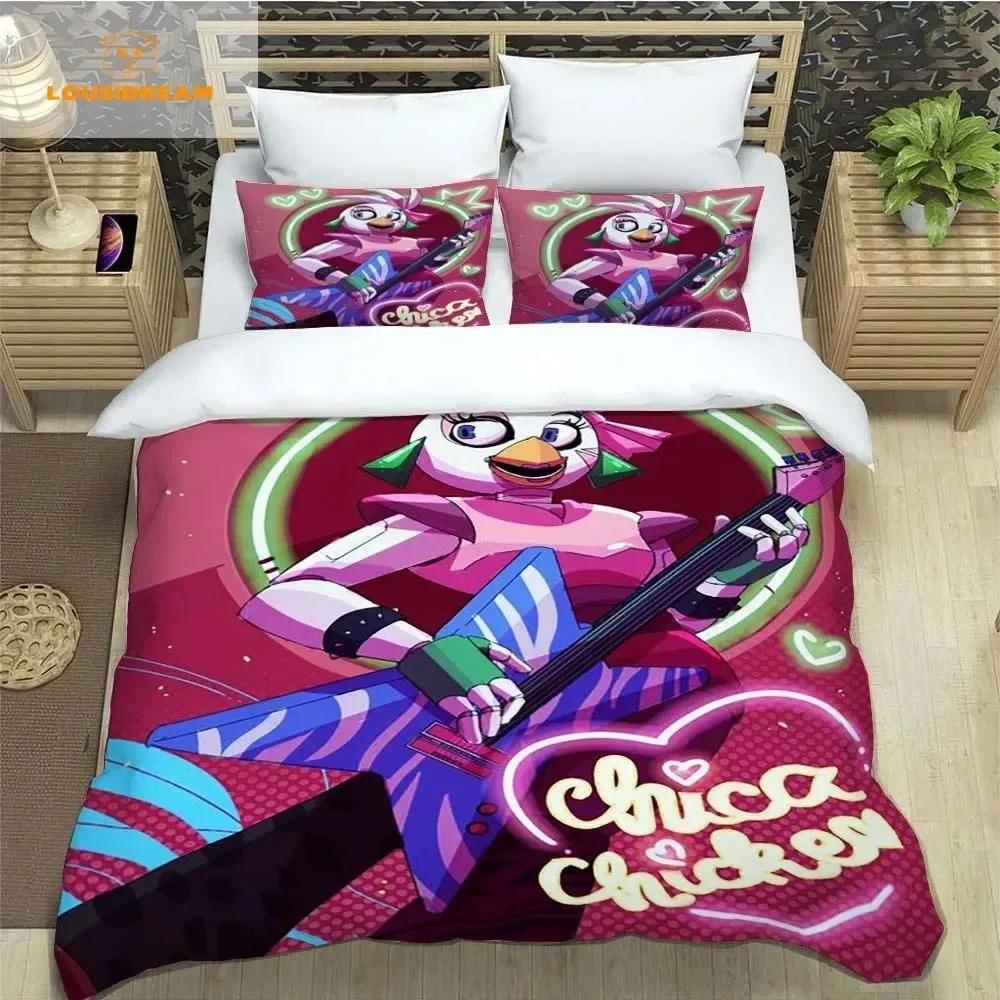 3Pcs F-Five N-Nights At Freddys F-Fnaf Bedding Set Single/Double/Full/Queen/King Size Game Gift For Adults Kids As Bedroom Decor