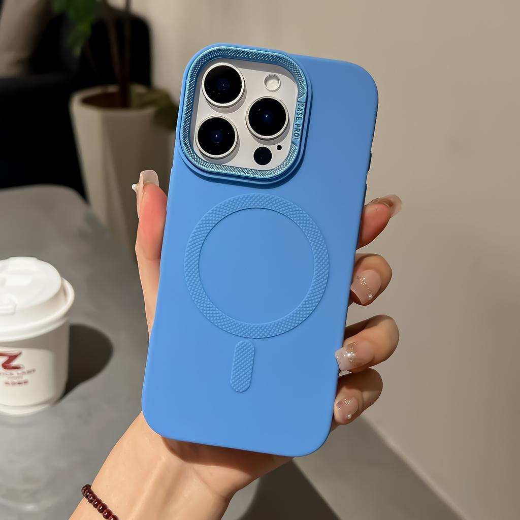 Desert Gold lens frame holder  charging phone case for For Iphone 16 15 14 13 12 11 Pro Max magnetic soft silicone back cover
