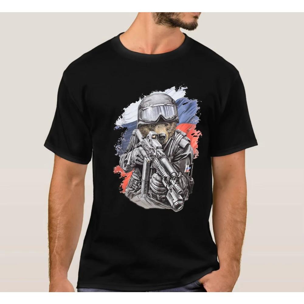 Russian Military Bear Special Forces T-Shirt O-Neck Short Sleeve Men's T Shirt Graphic T Shirts Women Men Clothing