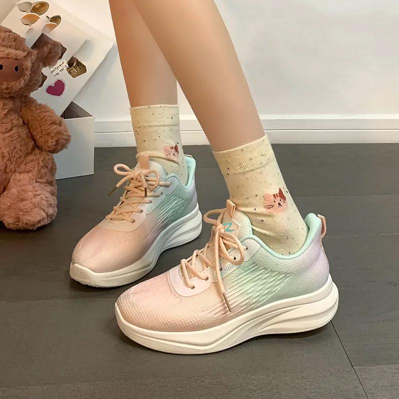 

Летняя дышащая обувь из мушиной ткани, повседневная женская обувь, студенческая обувь для бега, спортивная обувь, обувь для ходьбы 36 розовый зеленый