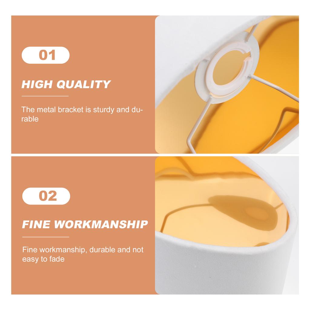 Oval Lamp Shades Table Lamp Cover White Golden Lining E27 Simple Cloth Light Cover Durable Lampshade Bedroom Living Room Office