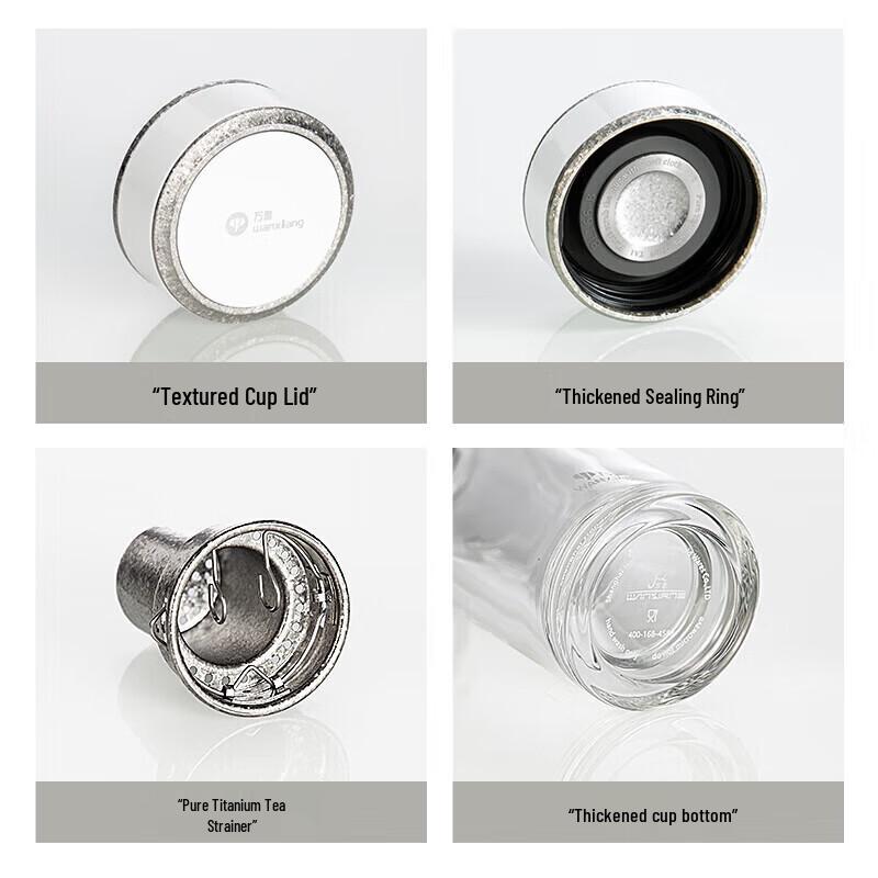 Visiotitan Titanium Silver Double-Layer Glass Cup