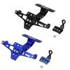 Adjustable Telescopic Aluminum Alloy Bracket License Plate Holder with LED Light for Motorcycle