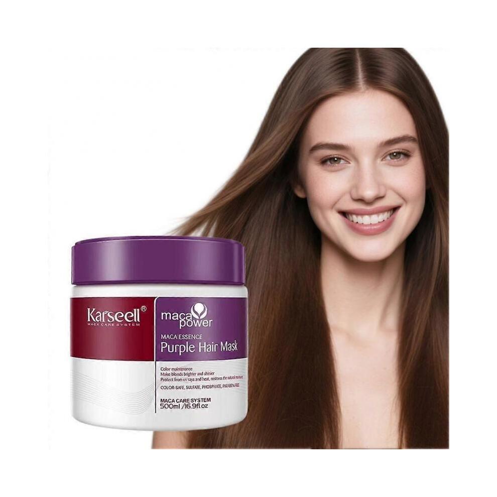 Purple Hair Mask Deeply Removes Yellow Tones Long Lasting Color Lock Repairs Frizz Sulfate Free 500ml