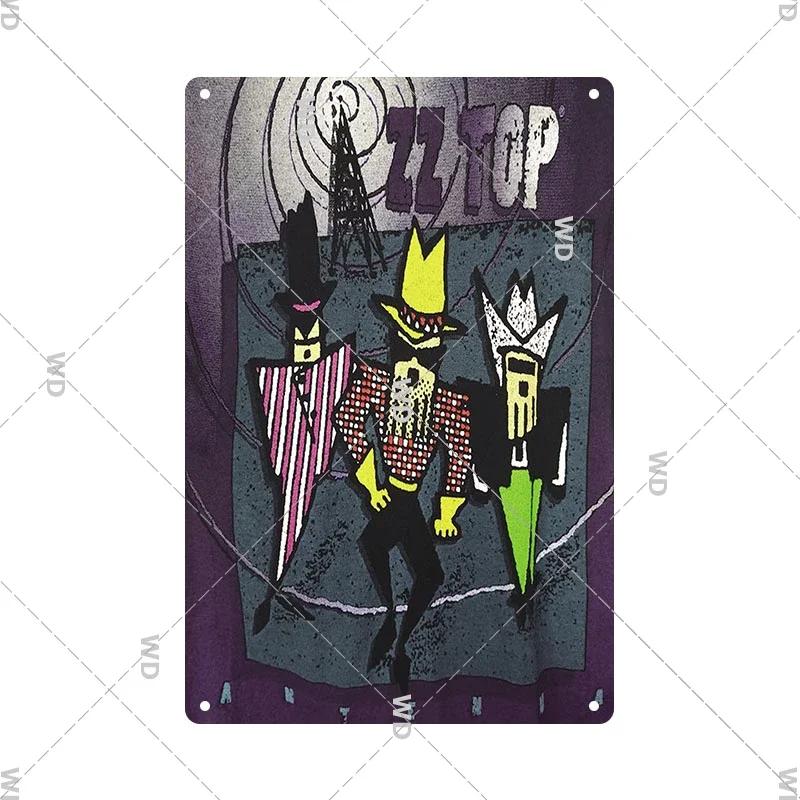 Tin Sign ZZ TOP Rock N Roll Poster Decorative Plaque Metal Signs Retro Vintagge Wall Plate For Home Club Pub Gift Wall Decor