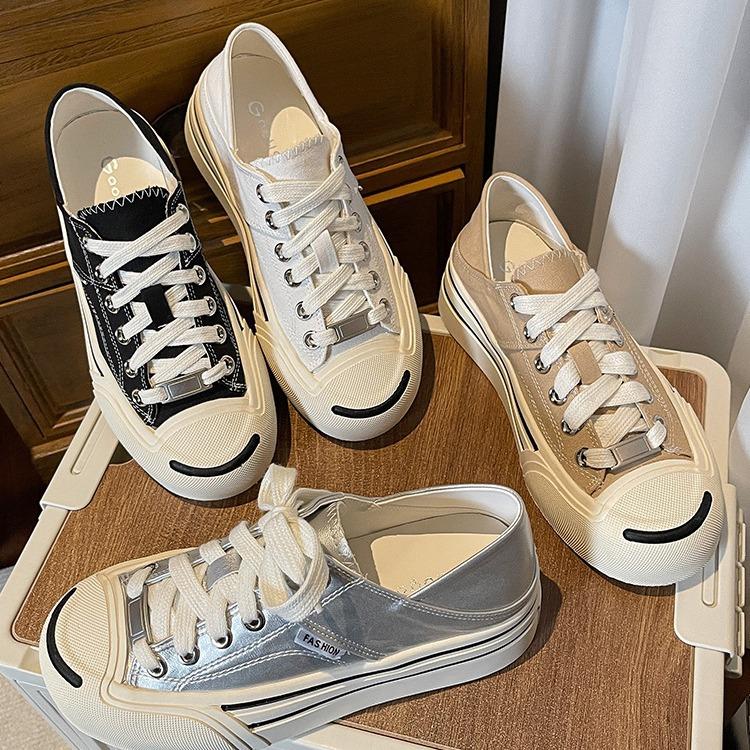 High Board Lock round Head Thick Bottom Jack Purcell Casual Sports Skate Shoes Women's Canvas Shoes