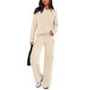 Women's 2 Piece Short Sleeve Sweatshirt Pants Set With Pockets Casual Sportswear