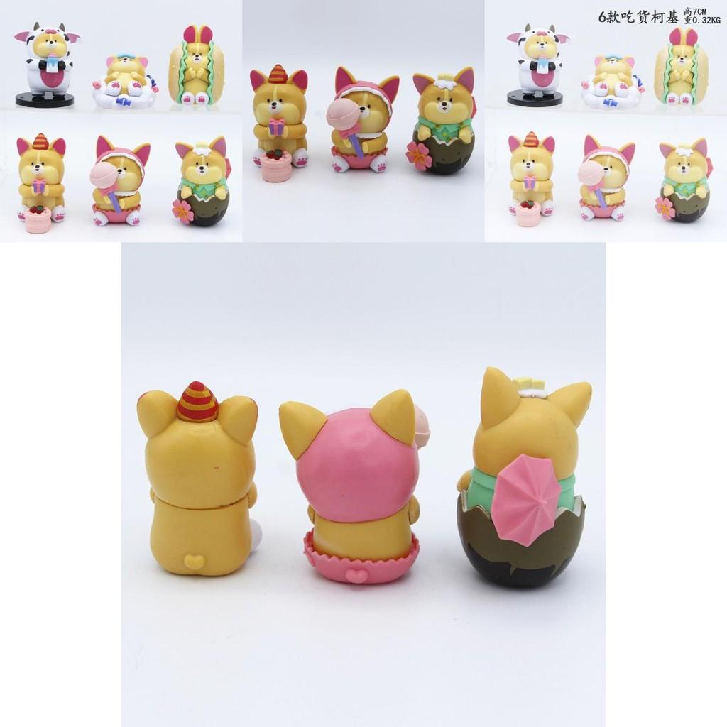 Adorable Pvc Foodie Corgi Figurines With Hamburger Cake Candy Designs Collectibles