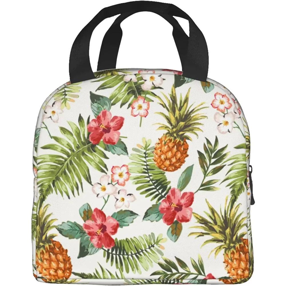 

Гавайские тропические сумки для ланча с ананасом для женщин, термосумка-холодильник для работы, школы, походов, пикников 22x20x13CM бежевый