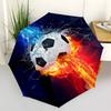1pc Soccer Ball, Fire Automatic Open/Close Umbrella with One-Touch Button, Compact Folding Canopy, Sturdy 8-Rib Windproof Design S48