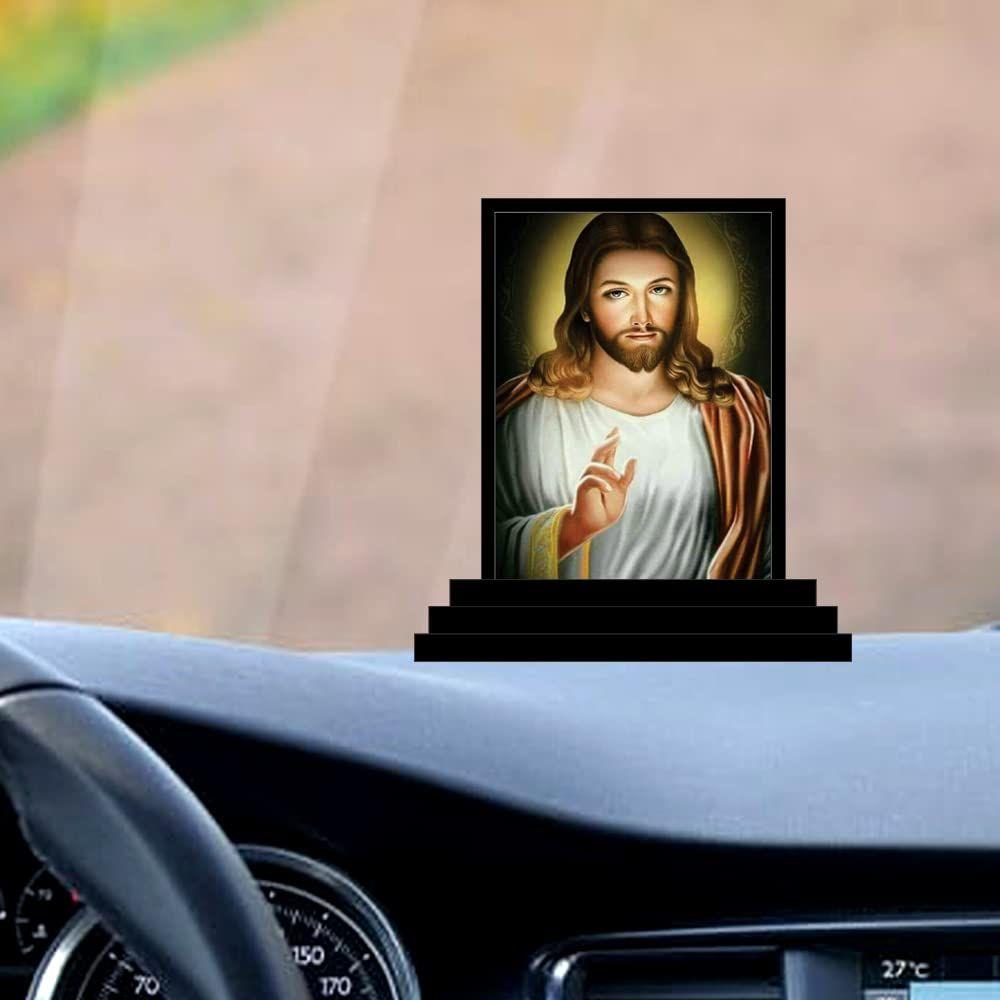 Jesus Wooden Car Dashboard Idol Handmade Religious Figurine for Home Decor Catholic Christian Showpiece