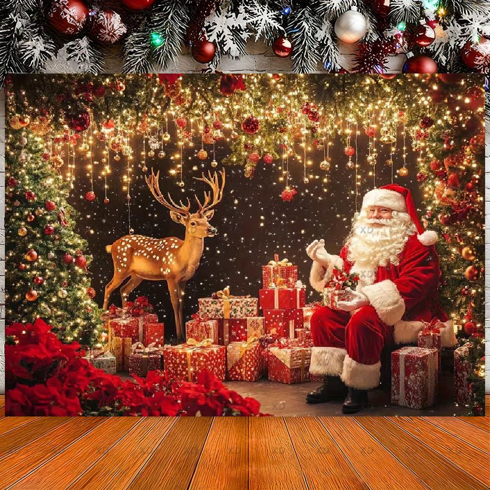 Christmas reindeer themed photo backdrop, holiday decoration, background for winter photo booth,4663