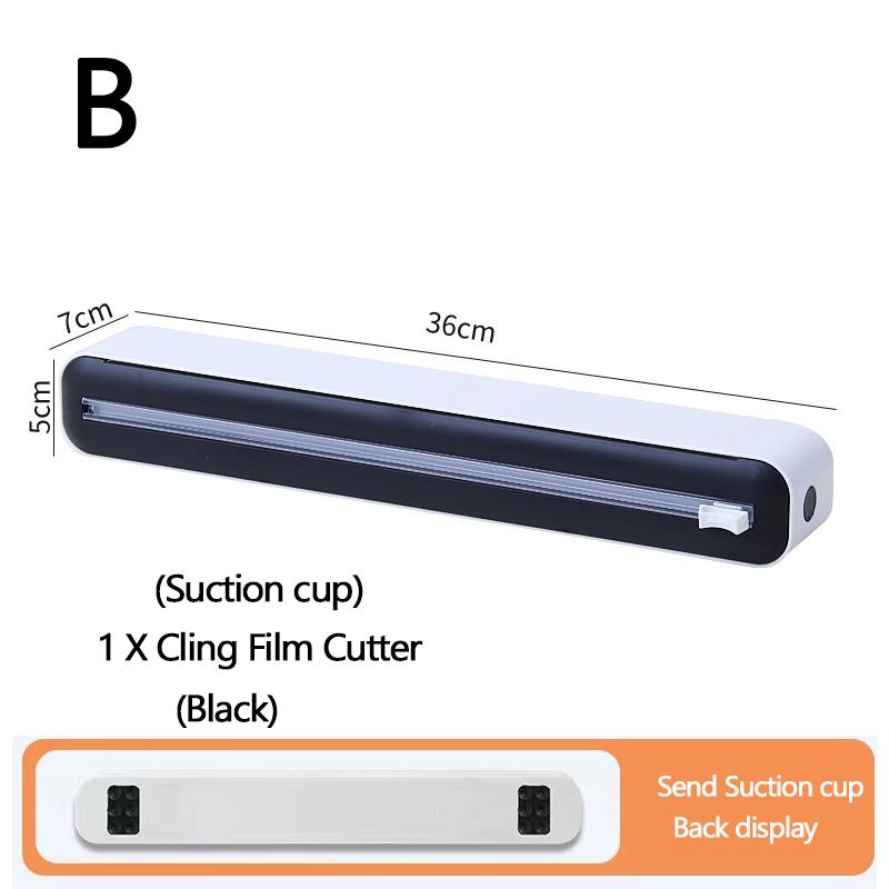 Plastic Wrap Dispenser with Slide Cutter Reusable Food Wrap Cutter Household Cling Film Cutter Refillable Cling Film Dispenser