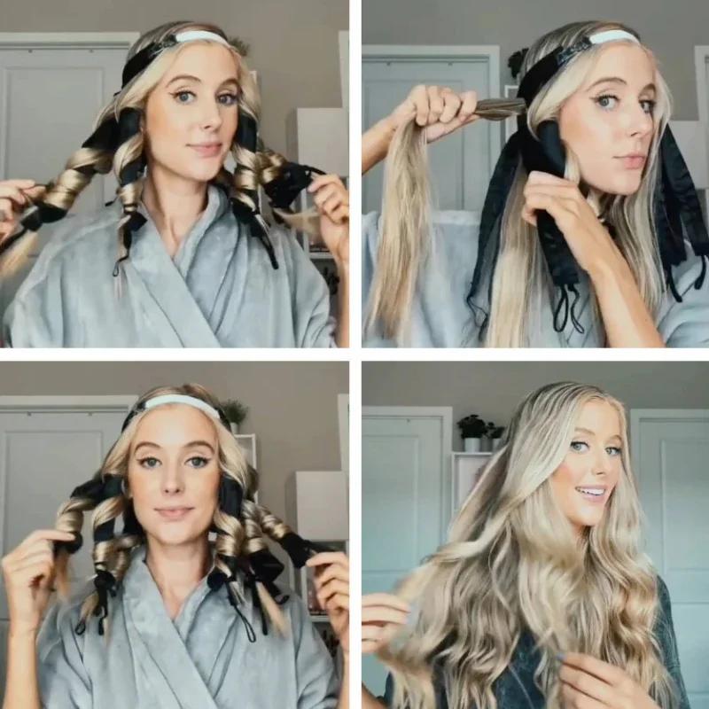 Lazy Hair Curler Hair Rollers Heatless Rod Headband Lazy Natural Soft Wave Formers No Heat Curls Ribbon Salon Styling Tools