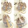 Oxford Canvas Bucket Bag For Women With Flower Print Design And Chain For Daily Use