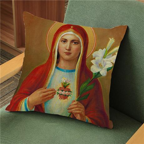 Jesus Portrait Pattern Throw Pillow Case Virgin Mary Christianity Adore Home Decoration Square Cushion Cover Sofa Pillow Cover