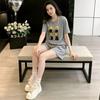 Korean Casual Women's Summer Shorts & Cartoon T-Shirt Set: Loose, Slimming, Short-Sleeve Sportswear
