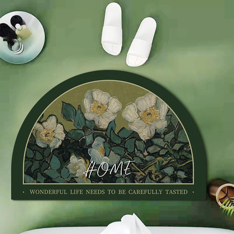 

Oil Painting Style Diatom Mud Floor Mat Bathroom Absorbent Mat Bathroom Technology Velvet Foot Mat Anti-slip Floor Mat Toilet Door Mat 50 * 80Cm
