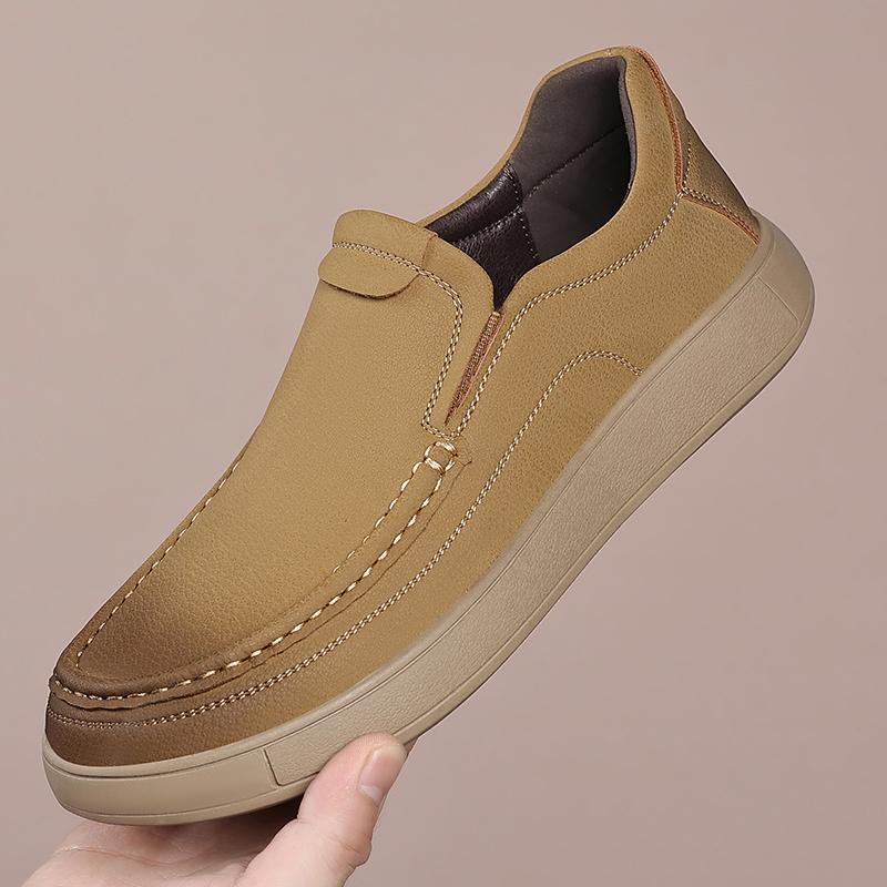 Fashion High Quality Handmade Stitched Comfortable Casual Leather Shoes Brand Business Versatile Commuting Shoes Fashionable Men Loafers