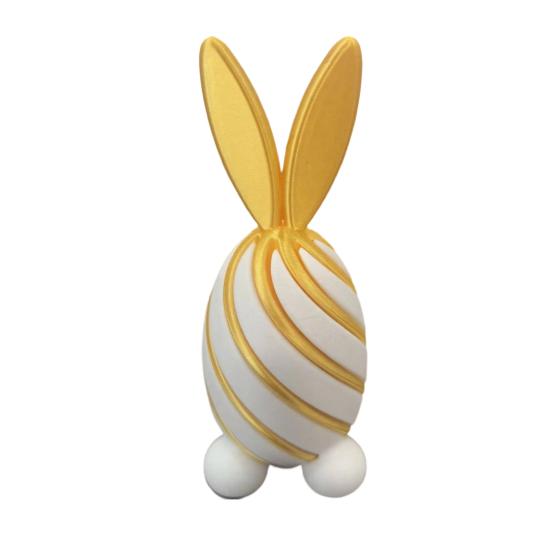 

3D-печатная спиральная фигурка кролика Двухцветная фигурка пасхального кролика Яйцо-скульптура для снятия стресса для дома, офиса, стола, книжной полки 7.5cm