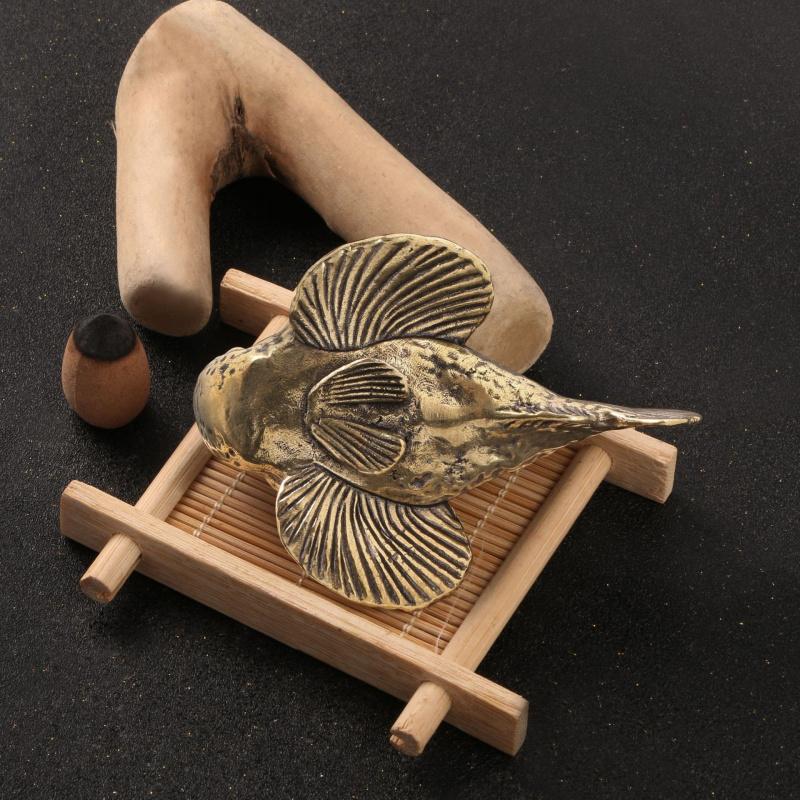 Stone Brass Ornament Shop Hall Desk Deep Sea Fish Decoration Craft Collection