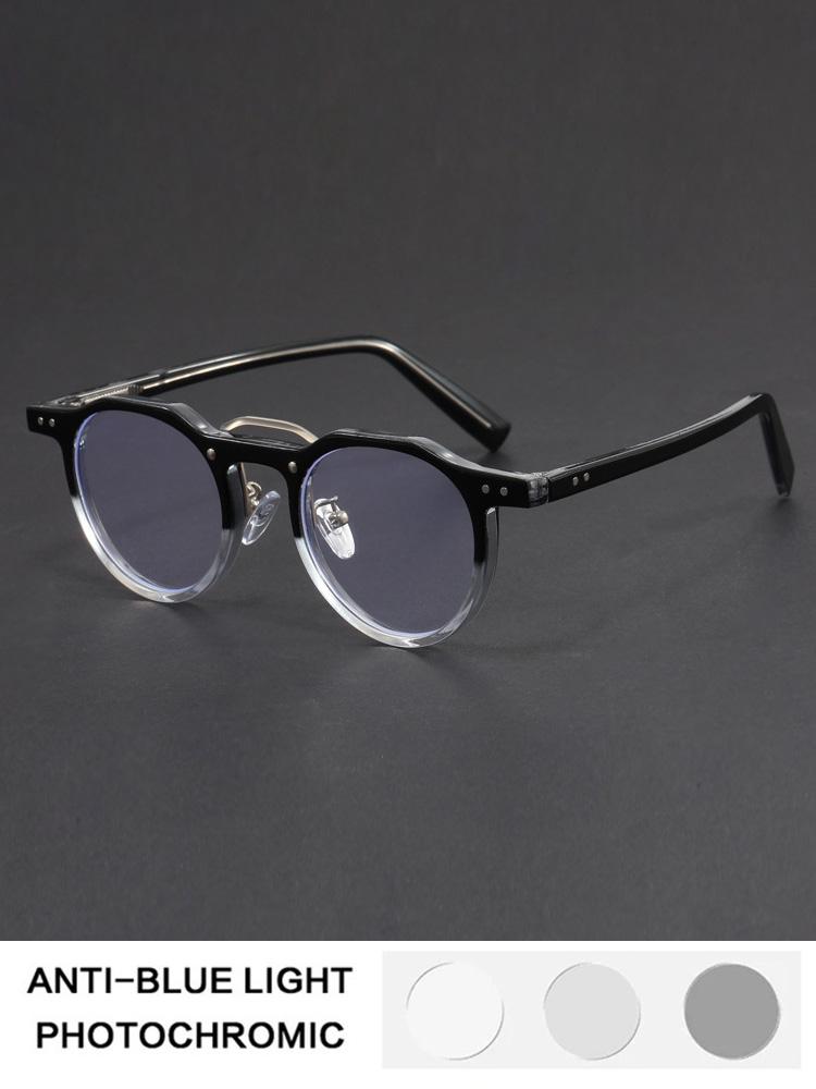 Retro Anti Blue Light Reading Glasses Women Men Round Myopia Glasses In Trend Retro Prescription Eyeglasses Photochromic Lens +1