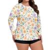 Women's Printed Large Size Long Sleeve Swimsuit Sun  Jacket Quick Dry Hiking Top