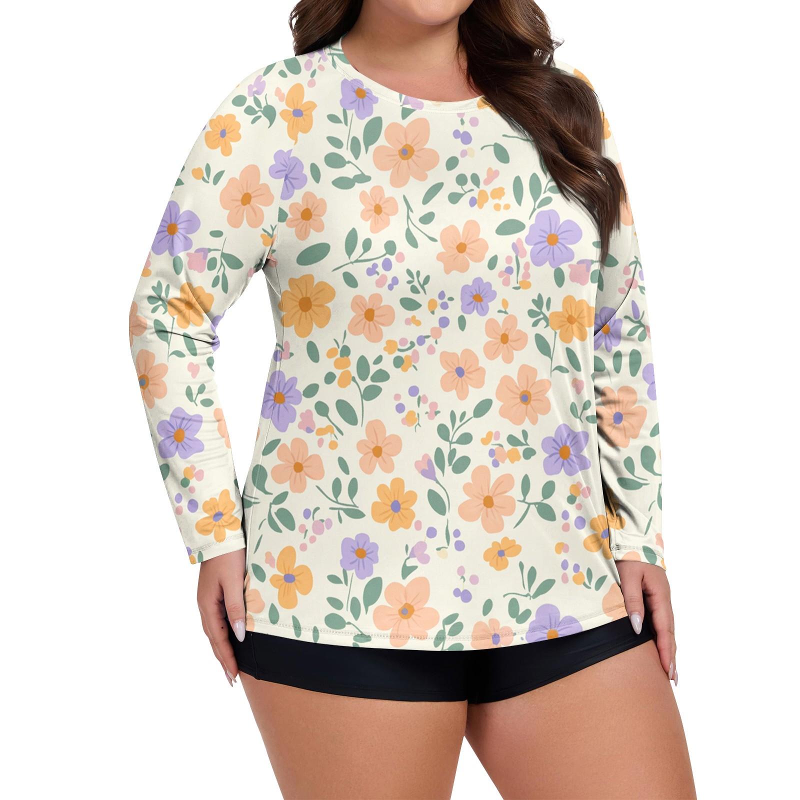 

Женский купальник с длинным рукавом большого размера с принтом, солнцезащитная куртка, быстросохнущий топ для хайкинга L оранжевый