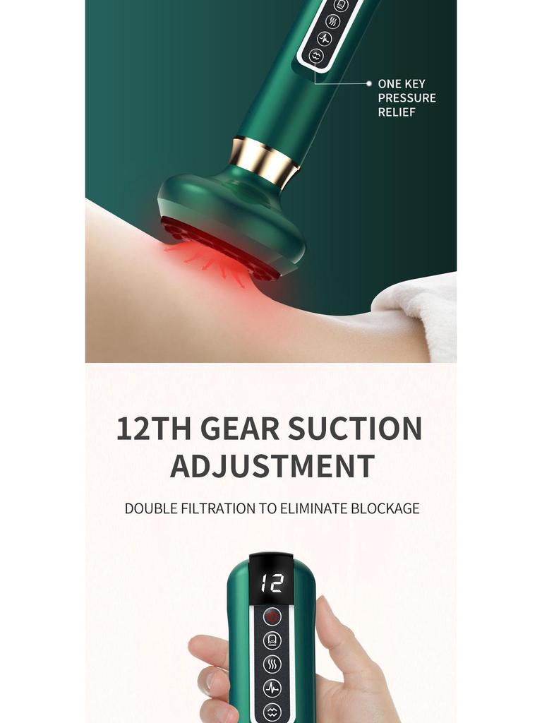Electric Scraping & Cupping Device with Massage, Meridian Dredging, Hot Compress, and Suction Therapy.