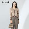 Yanu Striped Color-block V-Neck Cardigan