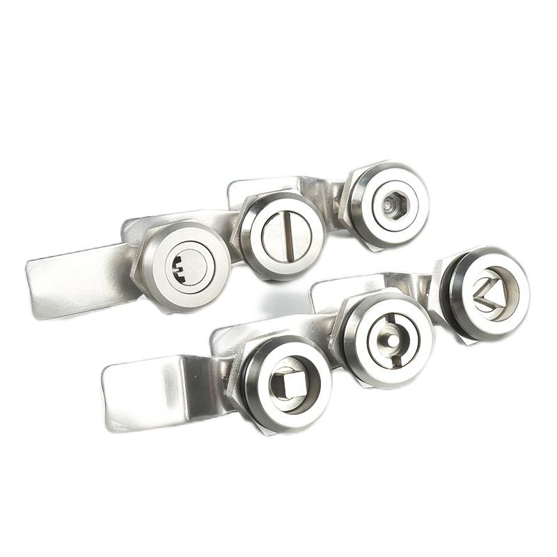 MS705 304 Stainless Steel Triangle Lock One-Word Slot Key Weatherproof Cabinet Lock for Electrical Panel & Dustbin (White,Cabinet door&Stainless Steel&Cabinet lock)