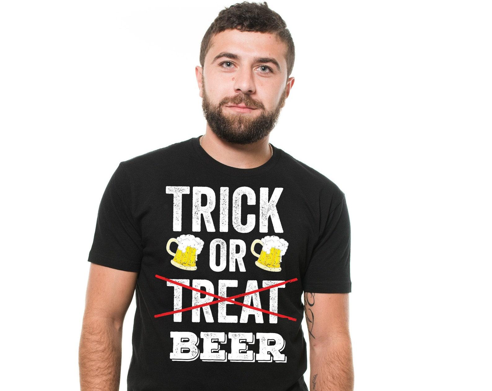 Funny Halloween Beer T-Shirt: Trick or Beer Shirt for Men 4XL