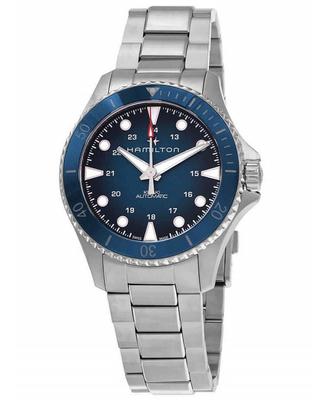 Reloj automático para buceo de acero inoxidable color caqui y azul marino con esfera azul H82505140 300 m para hombre