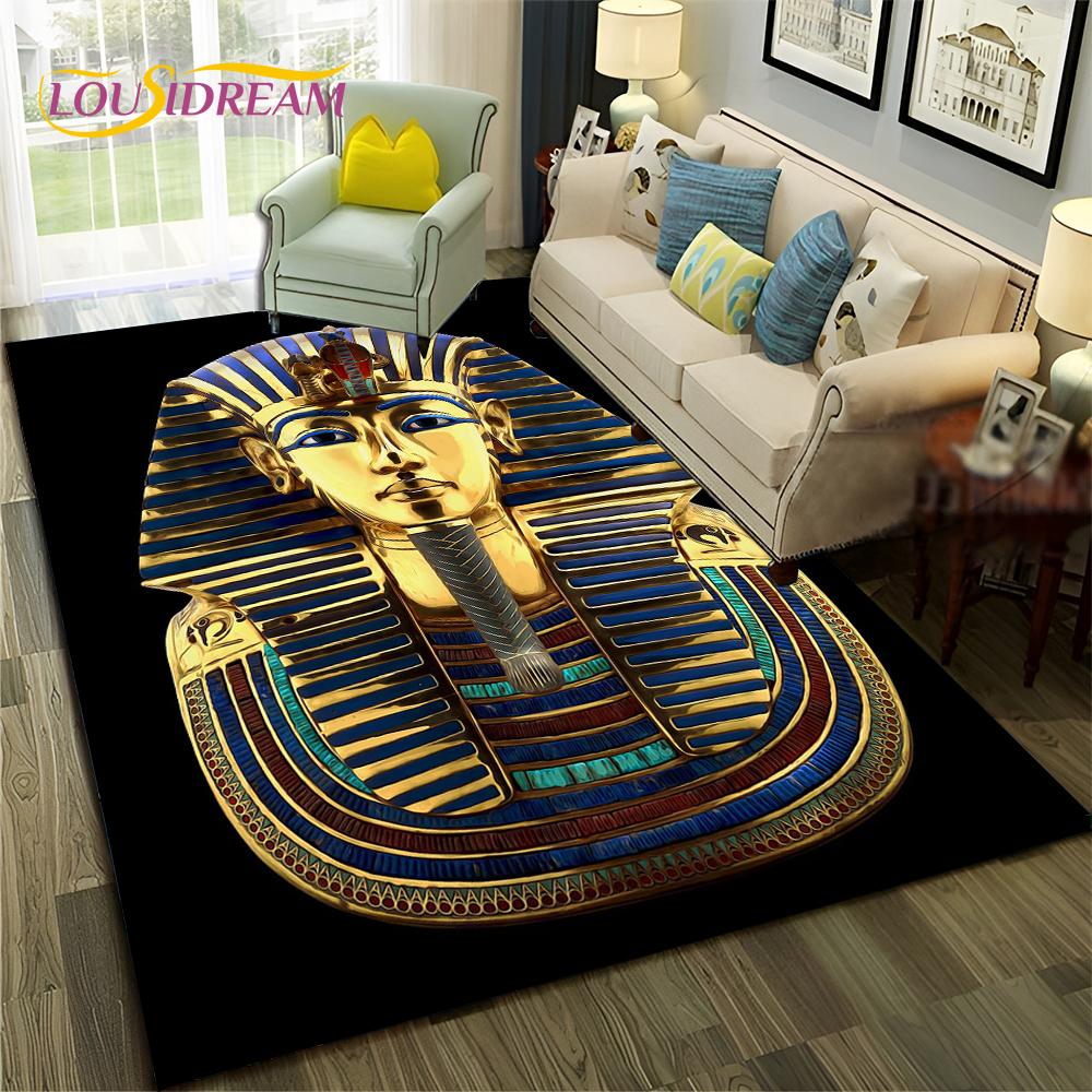 Egyptian Mythology Pharaoh Hieroglyphics Carpet Rug for Home Living Room Bedroom Sofa Doormat Decor,Area Rug Non-slip Floor Mat