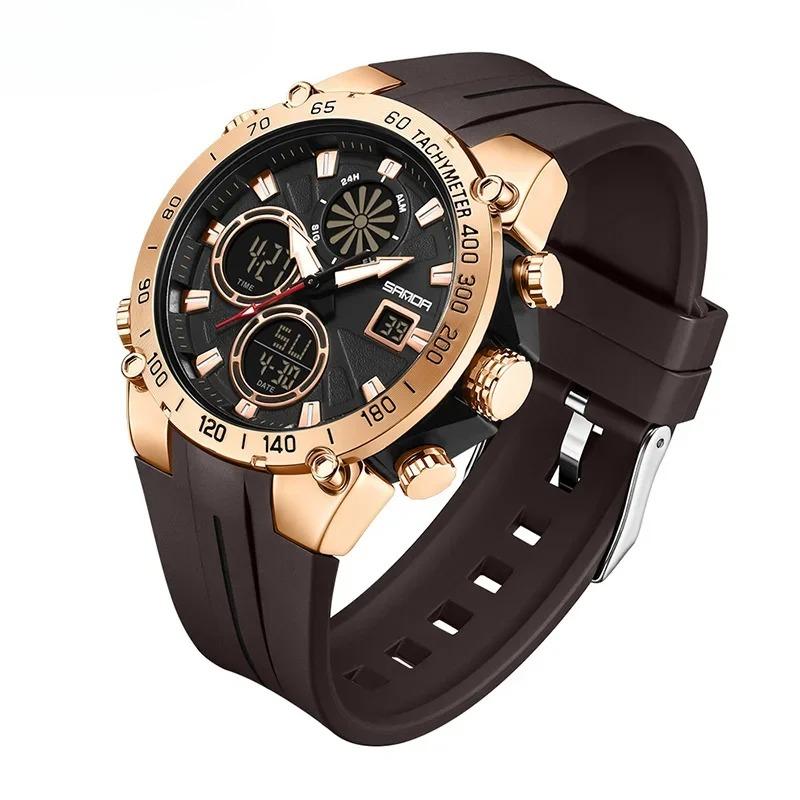 Top Fashion Men's Sports Watch Waterproof LED Analog Digital Dual Display Electronic Clock Stopwatch Men Quartz Wristwatch