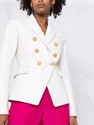 Echtes Lammleder, handgefertigt, neuer, lässiger, stilvoller, formeller weißer Damen-Blazer