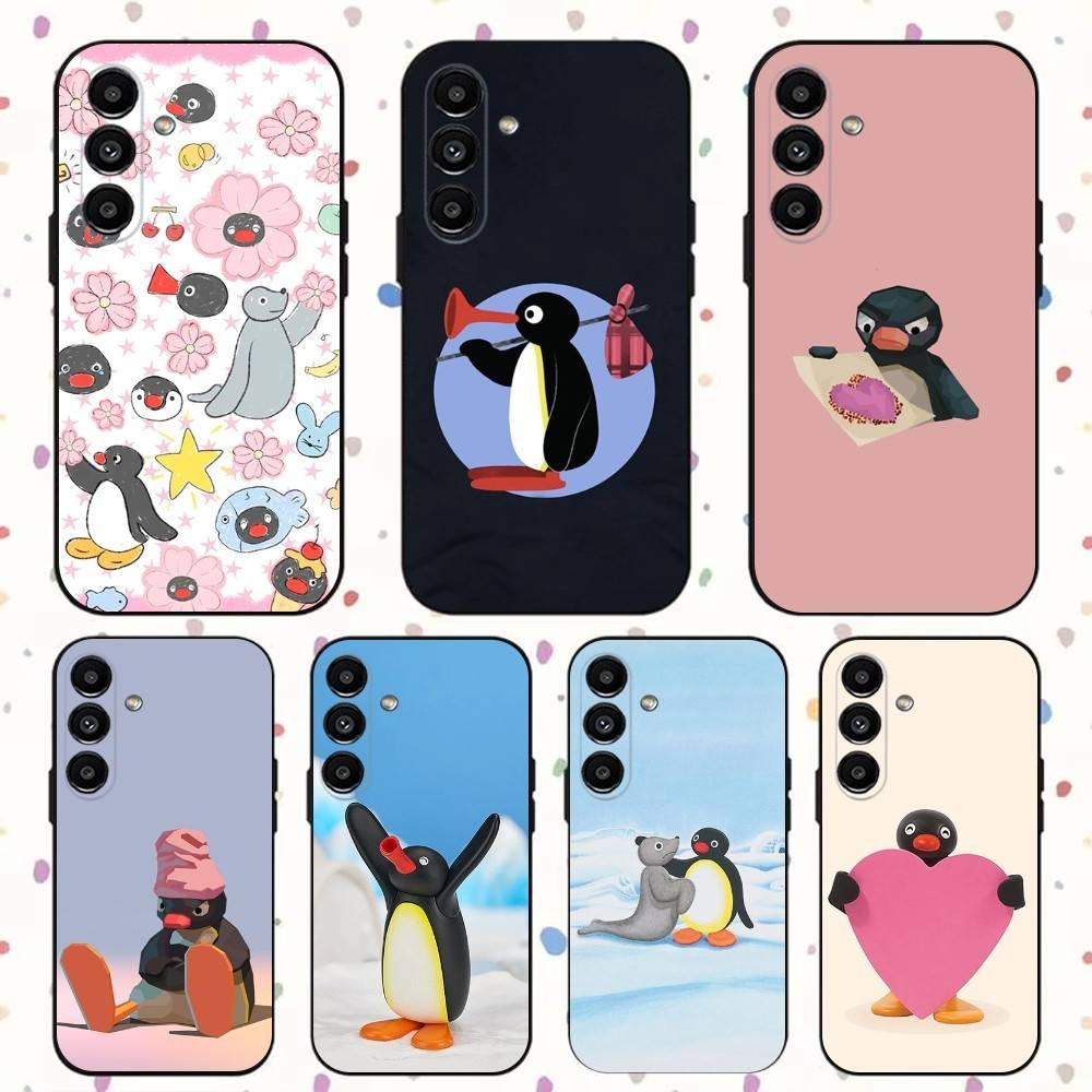 Happy P-Pingu Penguin Phone Case For Samsung S24,S21,S22,S23,S30,Ultra,S20,Plus,Fe,Lite,Note,10,9,5G Black Soft Cover