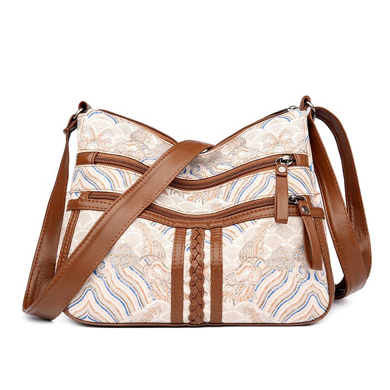 Crossbody bag retro fashion splicing simple shoulder bag
