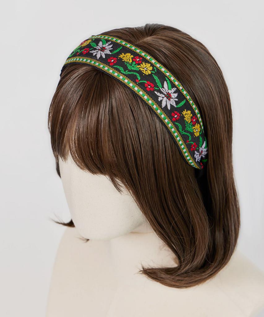 Maia Green Flower Jacquard Hairband - Plain Yellow-Green