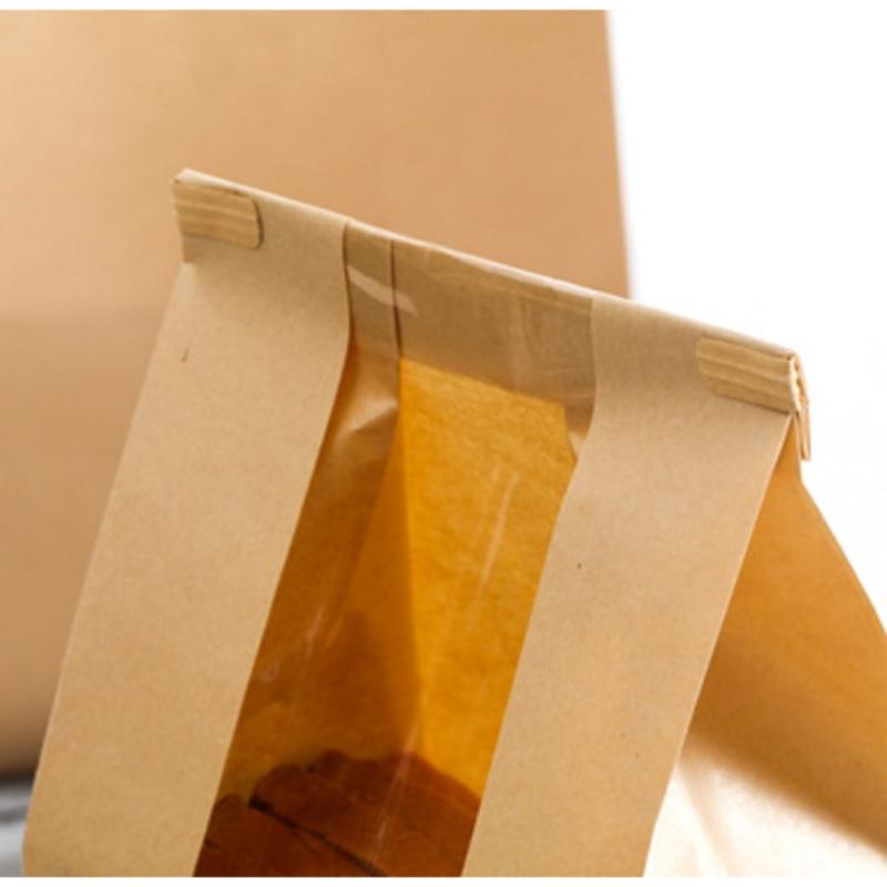 50Pcs Brown Bread Bag With Tin Tie Self Sealing Toast Bread Pastry Packaging Bag