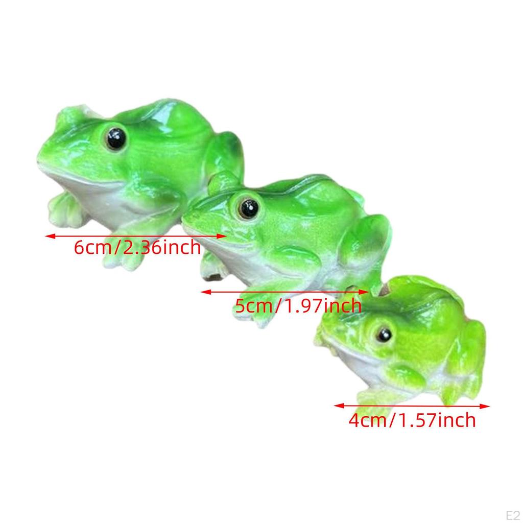 3Pcs Frog Miniature Figurines Garden Statues Art Crafts Decorative Small Sculptures Plant Pot Decor