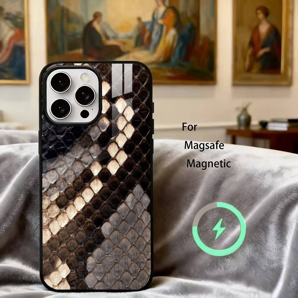 

S-Snake S-Skin Phone Case For iPhone17,16,15,14,13,12,11 Plus,Pro Magnetic with Magsafe Wireless Charging iPhone15Plus