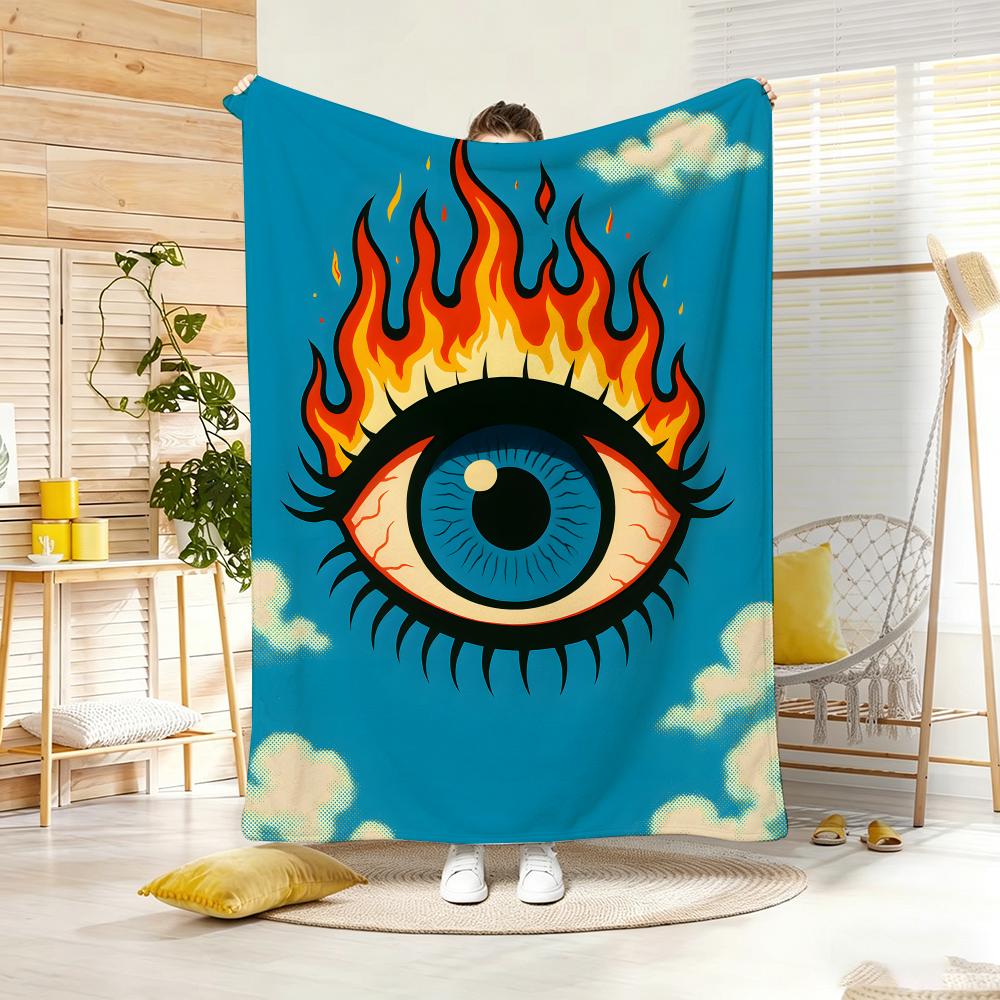 Artwork P-Psychedelic All Seeing Eye Throw Lightweight 240g Flannel Blanket Soft Skin-friendly for Summer Cooling